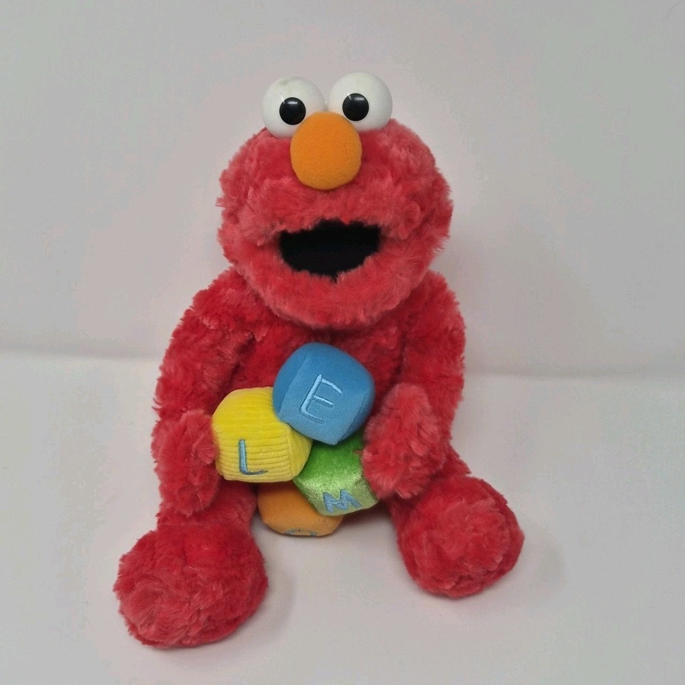 Vintage Gund 2002 Sesame Street Elmo Musical Plush Alphabet Blocks FOR REPAIR